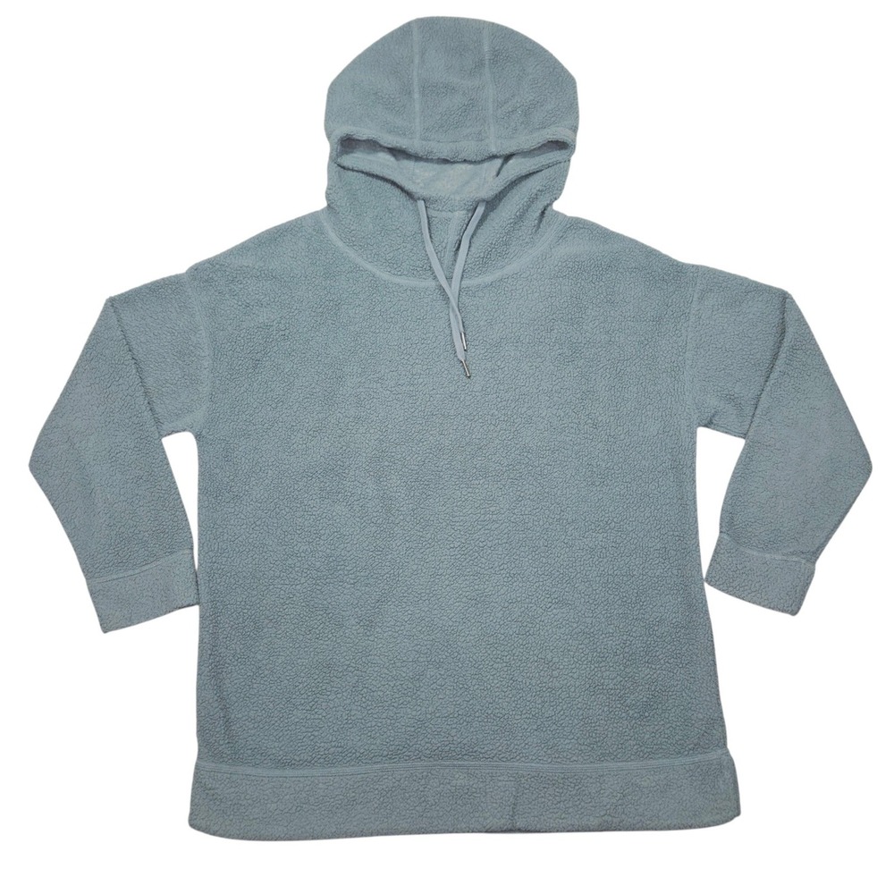 32 Degrees Heat Sherpa Fleece Pullover Hoodie Dusty Blue Sz L